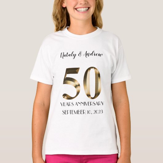 Metallic Gold 50th Wedding Jubileum T-shirt (Voorkant)