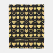 Metallic Gold Accent Hearts Valentine Gift Fleece Deken (Voorkant)