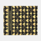 Metallic Gold Accent Hearts Valentine Gift Fleece Deken (Voorkant (Horizontaal))