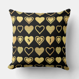 Metallic Gold Accent Hearts Valentine Gift Kussen
