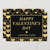 Metallic Gold Accent Hearts Valentine’s Gift Feestdagenkaart (Voorkant / Achterkant)