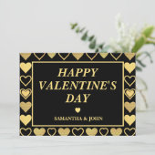 Metallic Gold Accent Hearts Valentine’s Gift Feestdagenkaart (Staand voorkant)