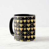 Metallic Gold Accent Hearts Valentine’s Gift Mok (Voorkant links)