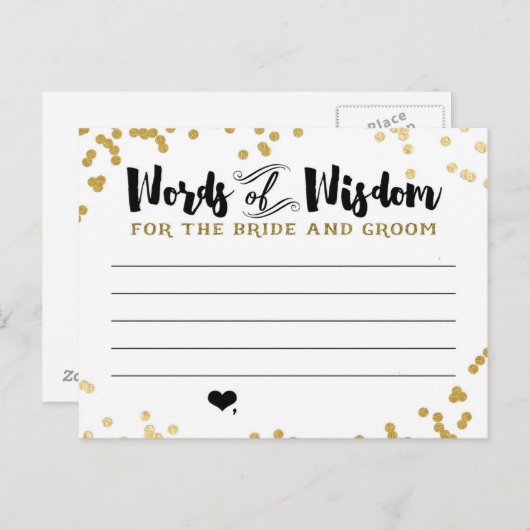 Metallic Gold Advice Kaart voor bruid en bruin (Voorkant / Achterkant)