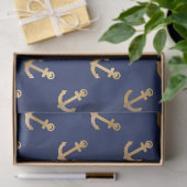 Metallic Gold Anchors op de blauwontkoppelingspagi Tissuepapier (Geschenk)