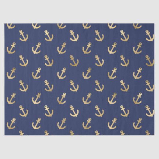 Metallic Gold Anchors op de blauwontkoppelingspagi Tissuepapier (Voorkant)