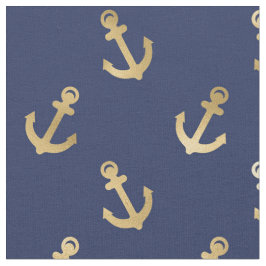 Metallic Gold Anchors op Navy Blue Stof