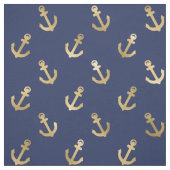 Metallic Gold Anchors op Navy Blue Stof (Swatch)