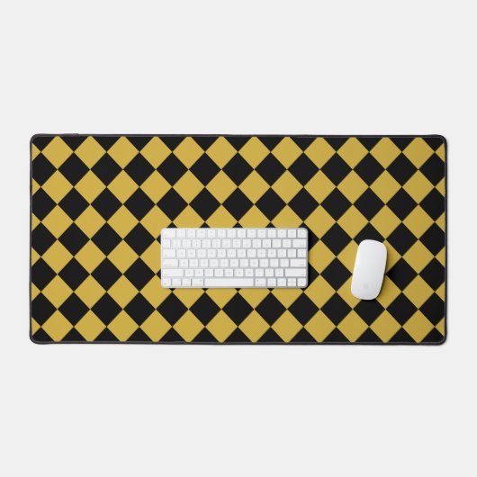 Metallic Gold and Black Chevron Pattern Bureaumat (Keyboard & Muis)