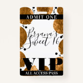 Metallic Gold Balloons Sweet 16 Party VIP Pass Badge (Voorkant)