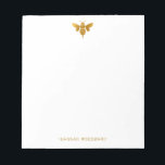 Metallic Gold Bee gepersonaliseerd Notitieblok<br><div class="desc">Een elegante gepersonaliseerde metalen gouden notitieblok voor bijen.</div>
