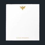 Metallic Gold Bee gepersonaliseerd Notitieblok<br><div class="desc">Een elegante gepersonaliseerde metalen gouden notitieblok voor bijen.</div>