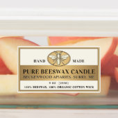 Metallic Gold Beeswax Ivory Candle Heraldic Bee Labels (Aangebracht)