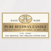 Metallic Gold Beeswax Ivory Candle Heraldic Bee Labels (Design 2)