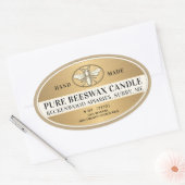 Metallic Gold Beeswax Oval Kandle Heraldic Bee Ovale Sticker (Envelop)