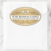 Metallic Gold Beeswax Oval Kandle Heraldic Bee Ovale Sticker (Tas)