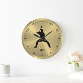 Metallic Gold Black Baseball Speler Silhouet Grote Klok (Huis)