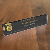 Metallic Gold & Black Business Logo Executive Naambordje (Zijkant)