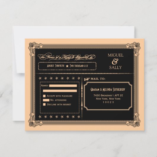 Metallic Gold & Black DIY Weddenschap RSVP (Voorkant)