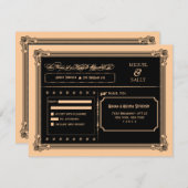 Metallic Gold & Black DIY Weddenschap RSVP (Voorkant / Achterkant)