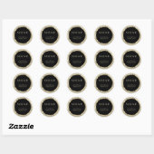 Metallic Gold, Black en Ivory Glitter Ronde Sticker (Vel)