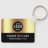Metallic Gold Black Logo Name Sleutelhanger (Voorkant)