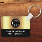 Metallic Gold Black Logo Name Sleutelhanger (Voorkant)