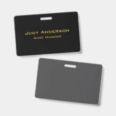 Metallic Gold & Black Professional Modern Elegant Badge (Voor- en achterkant)