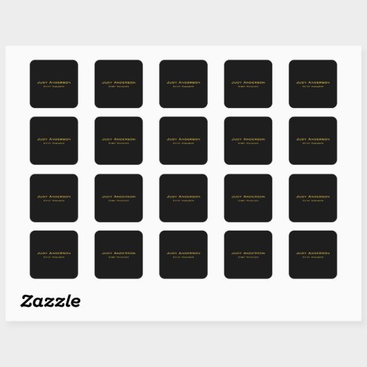 Metallic Gold & Black Professional Modern Elegant Vierkante Sticker (Vel)