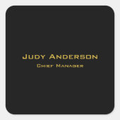Metallic Gold & Black Professional Modern Elegant Vierkante Sticker (Voorkant)
