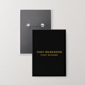 Metallic Gold & Black Professional Modern Name Pro Button (Voorkant / Achterkant)