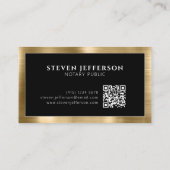 Metallic Gold Black Professional Notaris Publiek Visitekaartje (Achterkant)