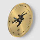 Metallic Gold Black Silhouette Hip Hop Dancer Grote Klok (Hoek)