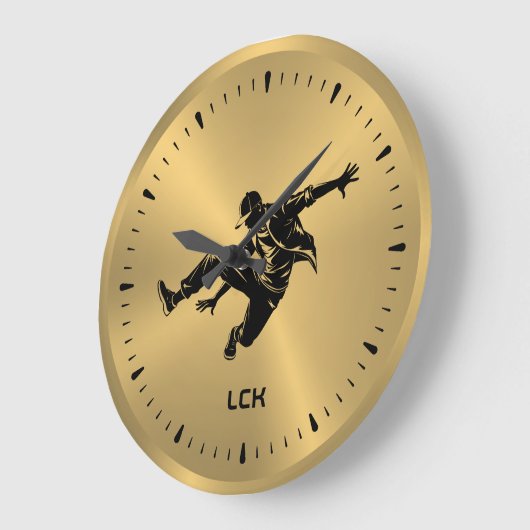 Metallic Gold Black Silhouette Hip Hop Dancer Grote Klok (Hoek)