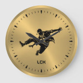 Metallic Gold Black Silhouette Hip Hop Dancer Grote Klok (Voorkant)