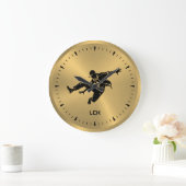 Metallic Gold Black Silhouette Hip Hop Dancer Grote Klok (Huis)