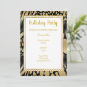 METALLIC GOLD BLACK SPOT ANIMAAL PRINT BIRTHDAY KAART (Staand voorkant)
