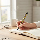 Metallic Gold Black Square Box Pattern Style Zwarte Inkt Pen