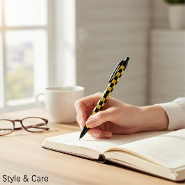 Metallic Gold Black Square Box Pattern Style Zwarte Inkt Pen