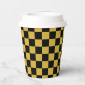 Metallic Gold Black Square Pattern Paper Cups Papieren Bekers (Achterkant)