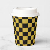 Metallic Gold Black Square Pattern Paper Cups Papieren Bekers (Rechts)