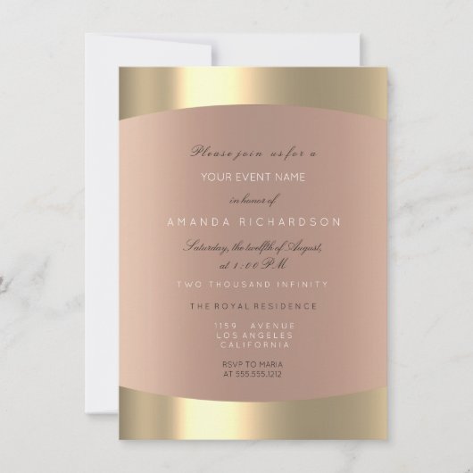 Metallic Gold Black White Minimal Sepia Roos Blush Kaart (Voorkant)