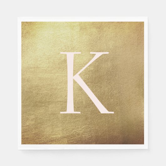 Metallic Gold & Blush Monogram Luncheon Servetten (Voorkant)