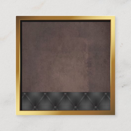 Metallic Gold Border | Bruine textuur | Opgebouwd Vierkante Visitekaartje (Achterkant)