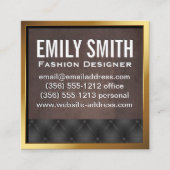 Metallic Gold Border | Bruine textuur | Opgebouwd Vierkante Visitekaartje (Voorkant)