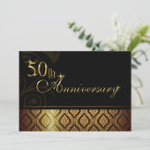 Metallic Gold Brocade 50e Jubileum Uitnodiging (Staand voorkant)
