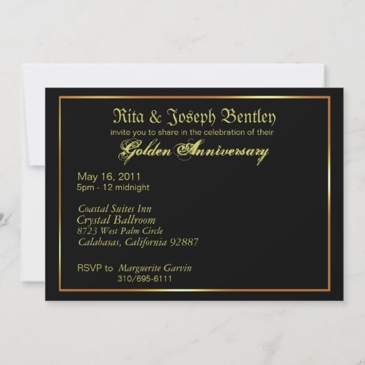 Metallic Gold Brocade 50e Jubileum Uitnodiging (Achterkant)