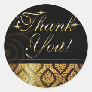 Metallic Gold Brocade Hartelijk dank Ronde Sticker
