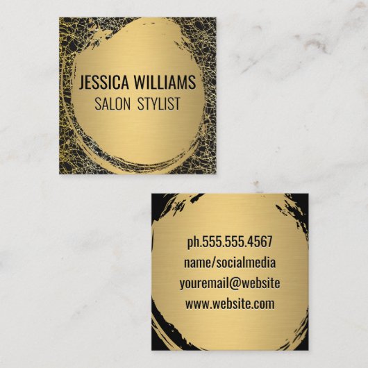 Metallic Gold Brushed | Gouden textuur achtergrond Vierkante Visitekaartje (Voorkant / Achterkant)