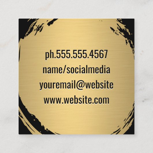 Metallic Gold Brushed | Gouden textuur achtergrond Vierkante Visitekaartje (Achterkant)